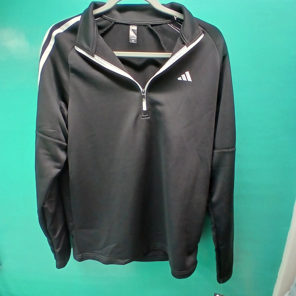 Adidas French Terry 1/4 Zip Pullover Small Black ADVS20R736 Sporty Athleisure